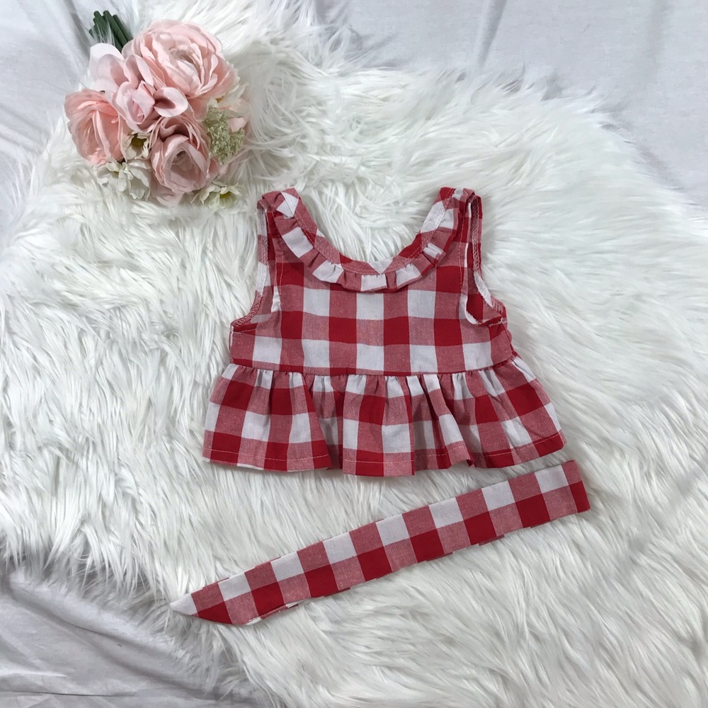 🎀 NWOT Baby Plaid Top and Headpiece